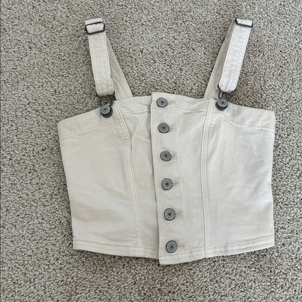 American Eagle Outfitters White Denim Top